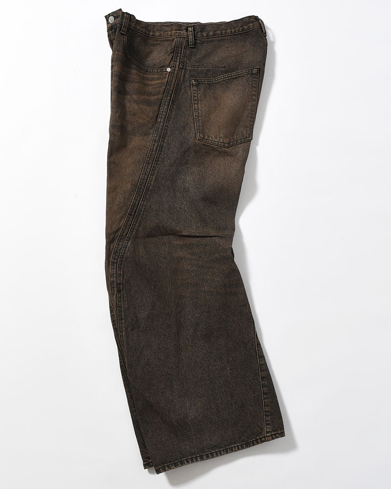 3D TWISTED WIDE LEG JEANS -MUD FADED BLACK-