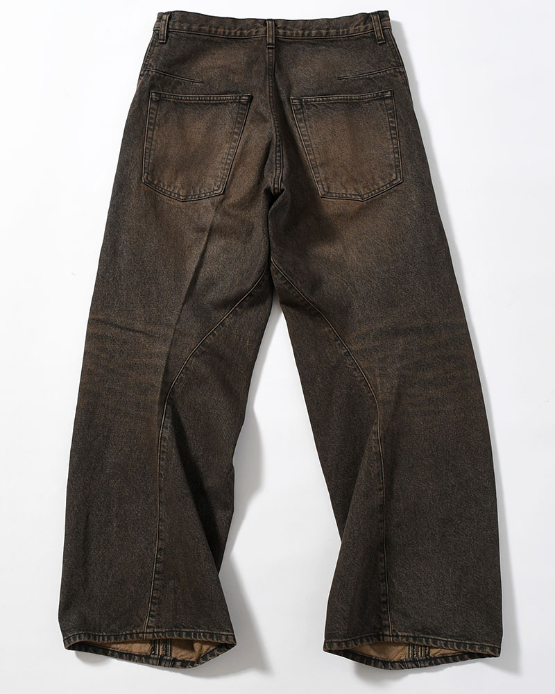 3D TWISTED WIDE LEG JEANS -MUD FADED BLACK-