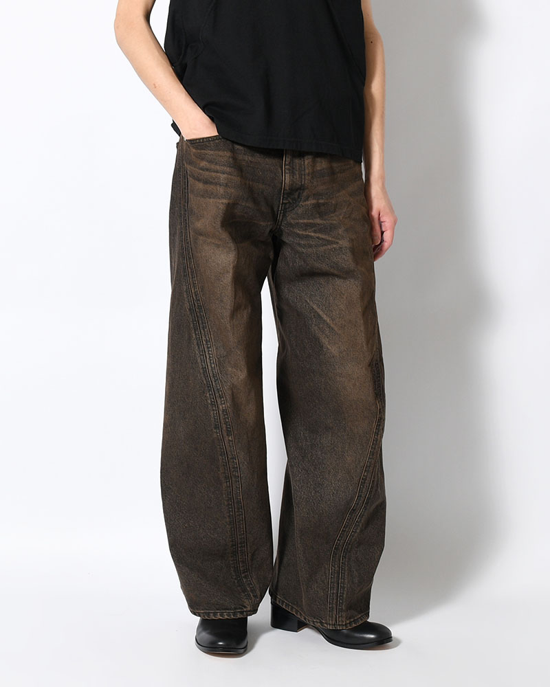 3D TWISTED WIDE LEG JEANS -MUD FADED BLACK-
