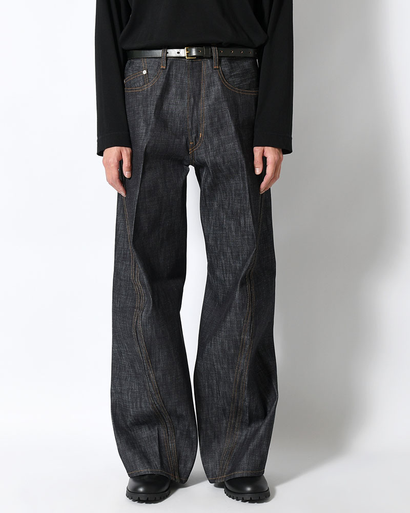 3D TWISTED WIDE LEG JEANS -RAW INDIGO-