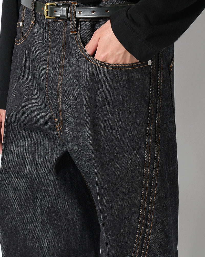 3D TWISTED WIDE LEG JEANS -RAW INDIGO-