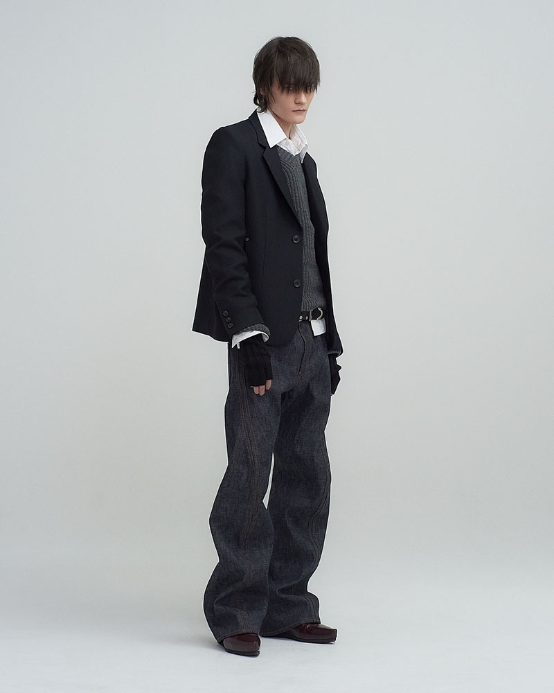 3D TWISTED WIDE LEG JEANS -RAW INDIGO-