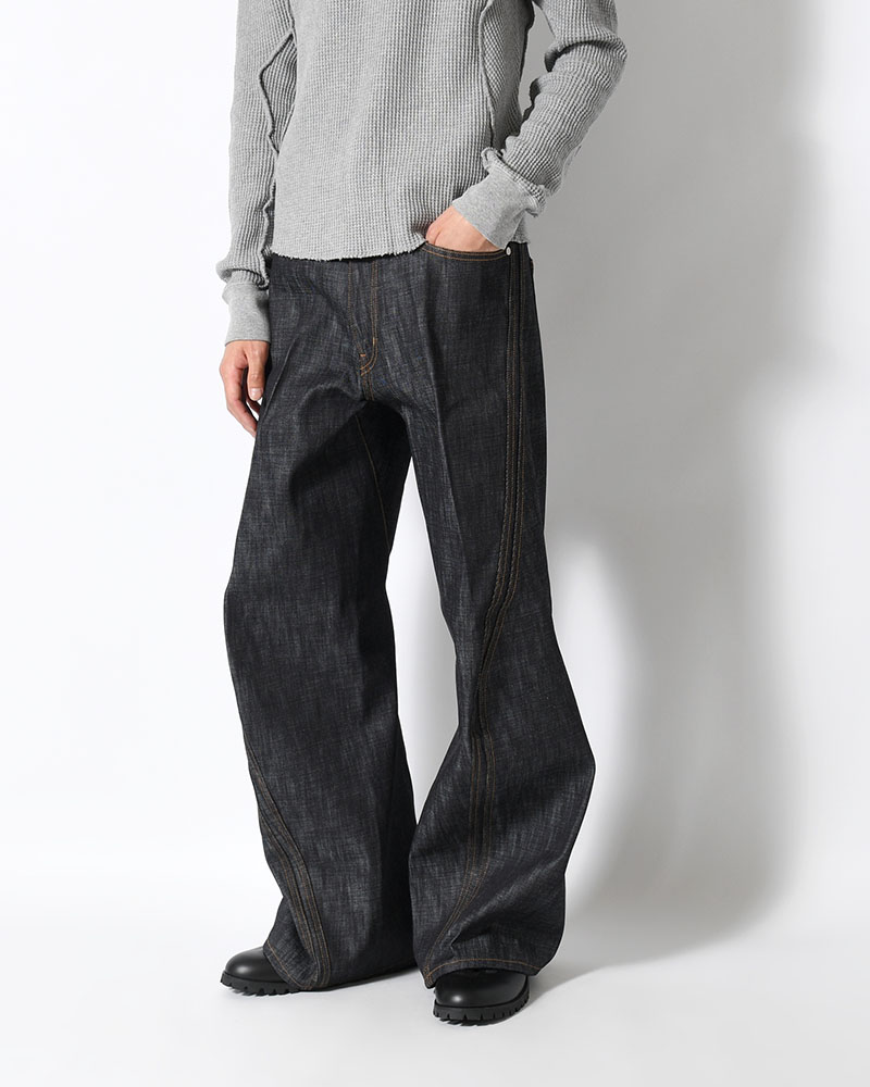 3D TWISTED WIDE LEG JEANS -RAW INDIGO-