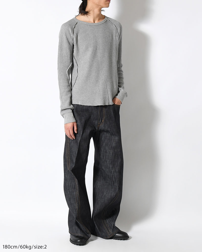 WAFFLE THERMAL LONG SLEEVE T-SHIRT -H.GREY-