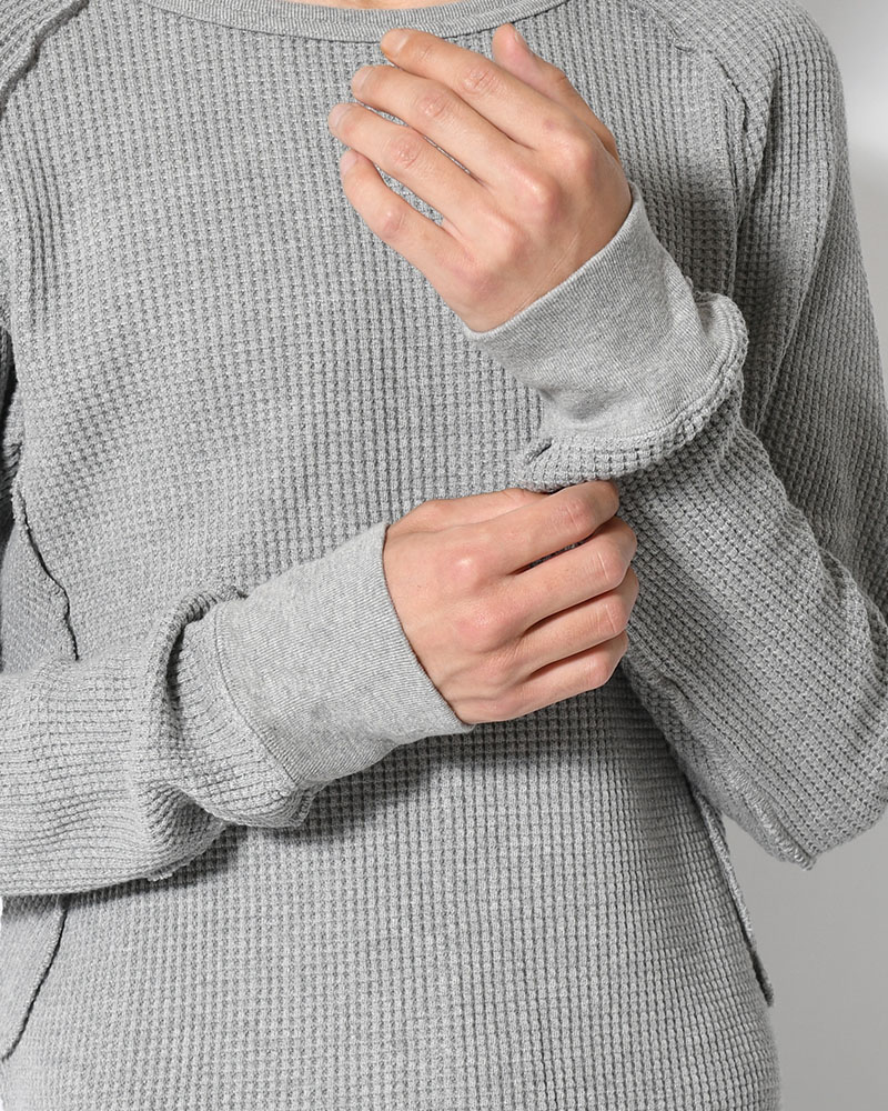 WAFFLE THERMAL LONG SLEEVE T-SHIRT -H.GREY-