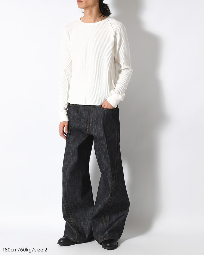 WAFFLE THERMAL LONG SLEEVE T-SHIRT -WHITE-