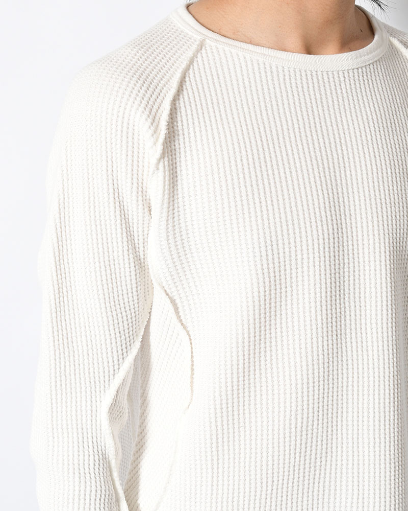 WAFFLE THERMAL LONG SLEEVE T-SHIRT -WHITE-