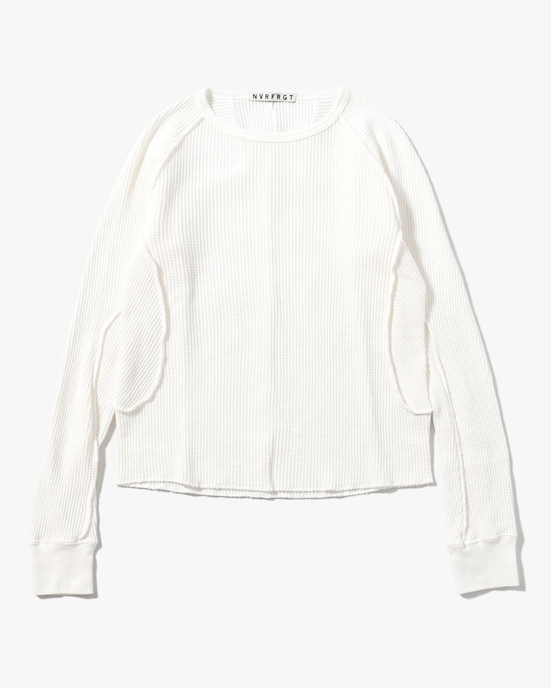 WAFFLE THERMAL LONG SLEEVE T-SHIRT -WHITE-