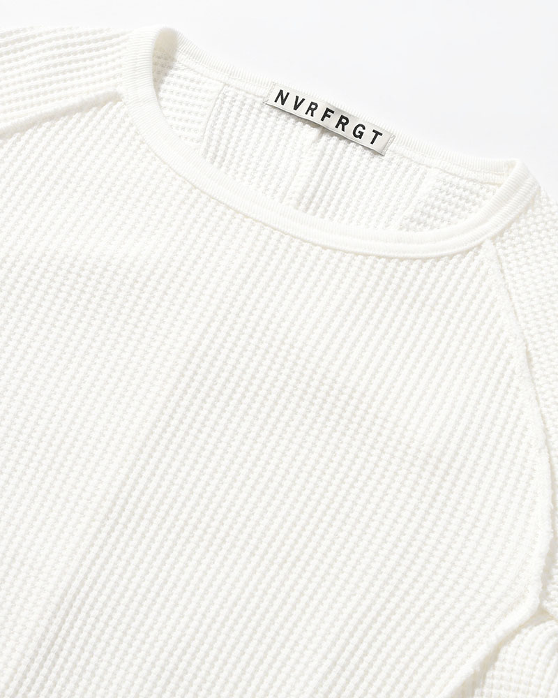 WAFFLE THERMAL LONG SLEEVE T-SHIRT -WHITE-