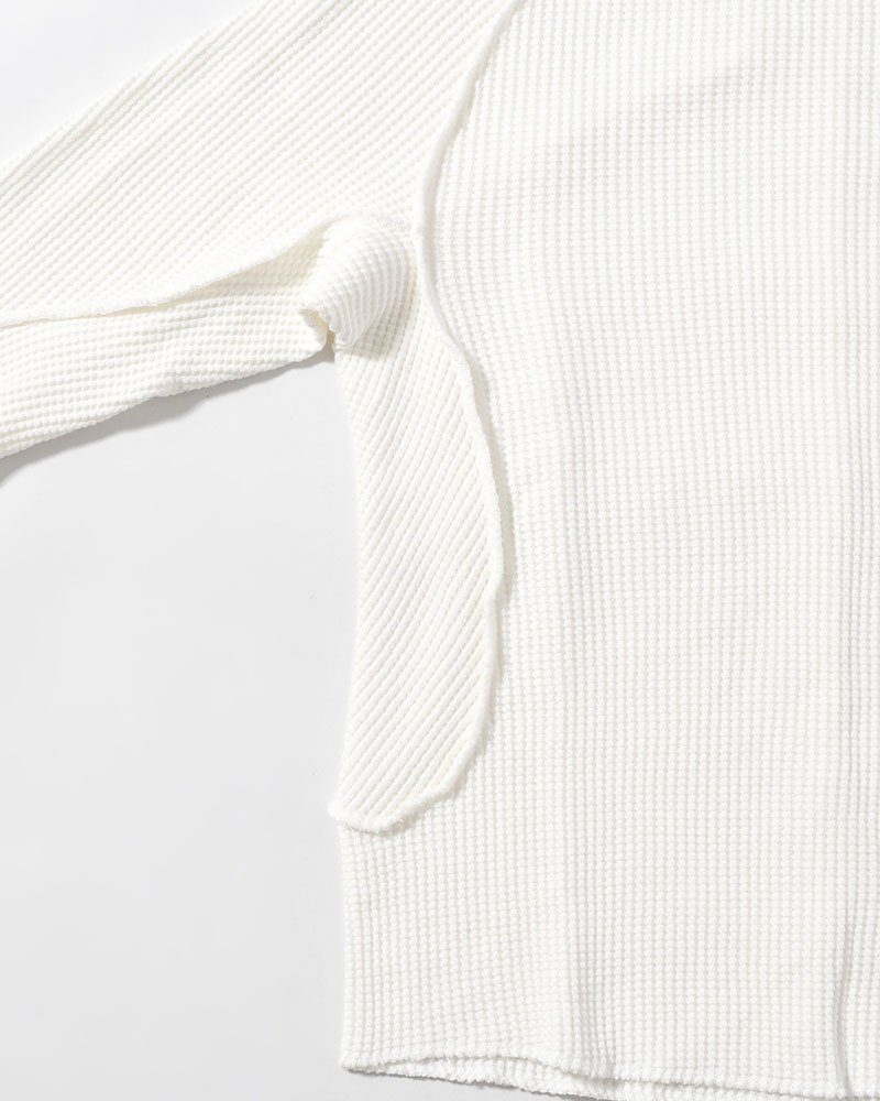 WAFFLE THERMAL LONG SLEEVE T-SHIRT -WHITE-