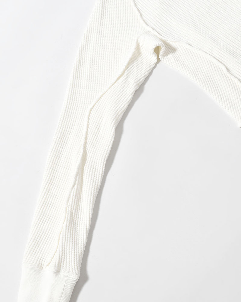 WAFFLE THERMAL LONG SLEEVE T-SHIRT -WHITE-