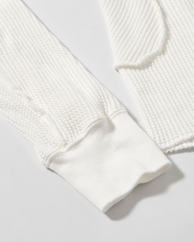 WAFFLE THERMAL LONG SLEEVE T-SHIRT -WHITE-