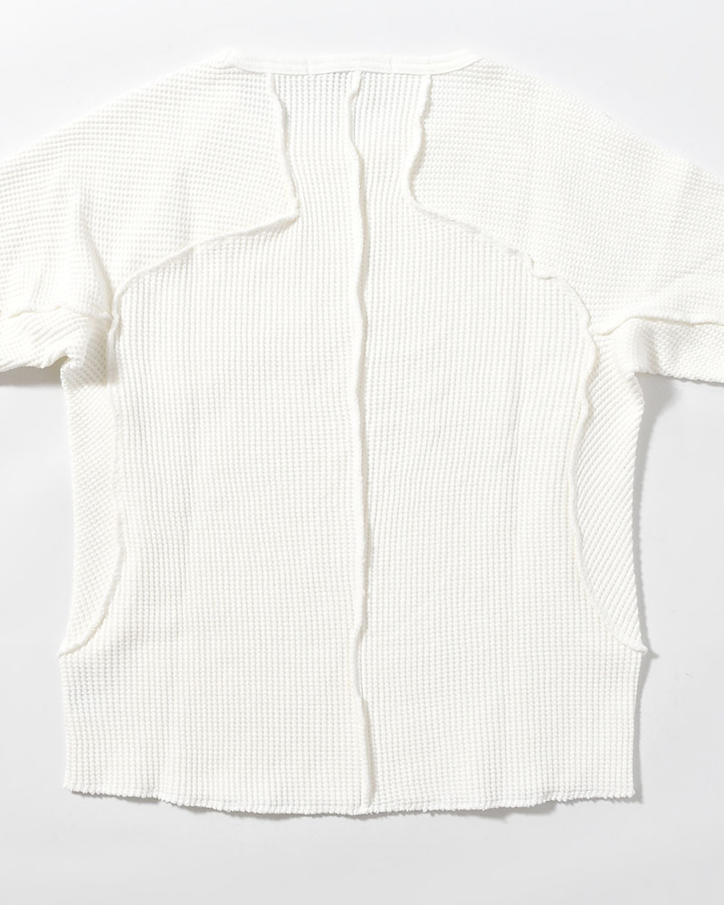 WAFFLE THERMAL LONG SLEEVE T-SHIRT -WHITE-