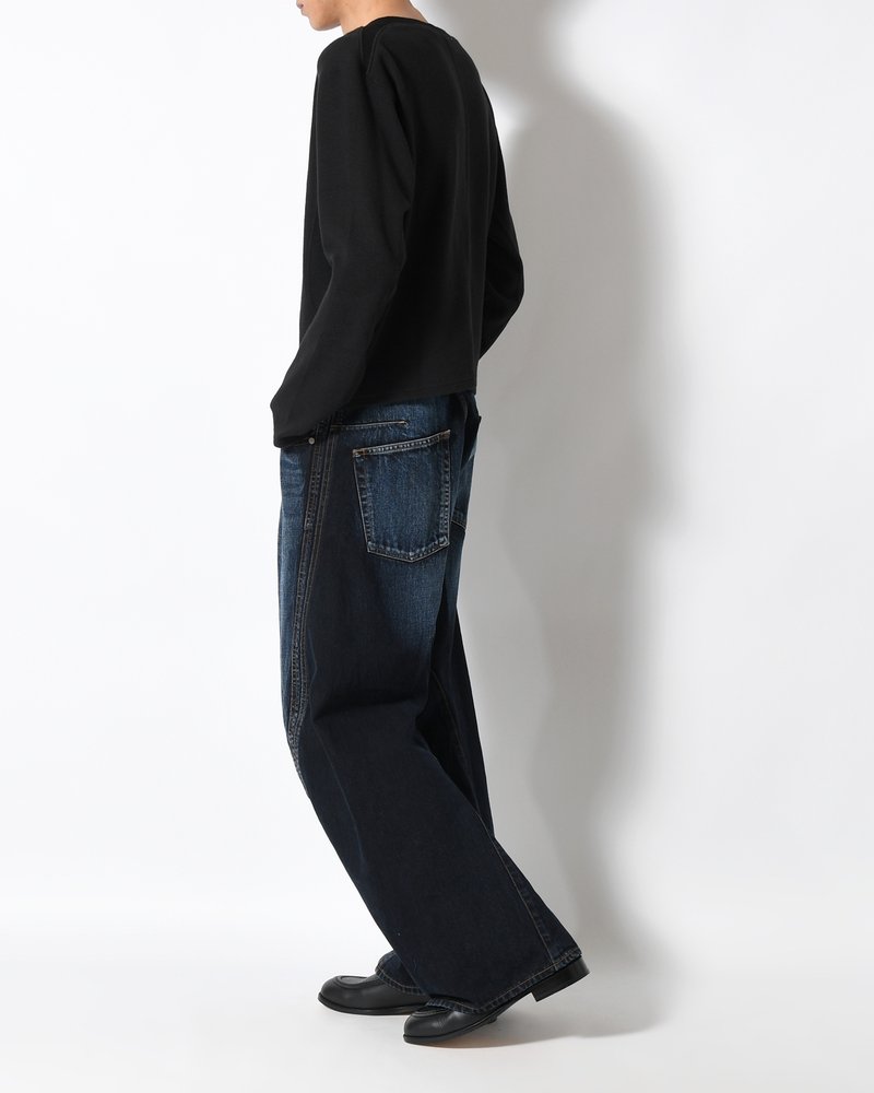 3D TWISTED WIDE LEG JEANS -DARK FADED INDIGO-