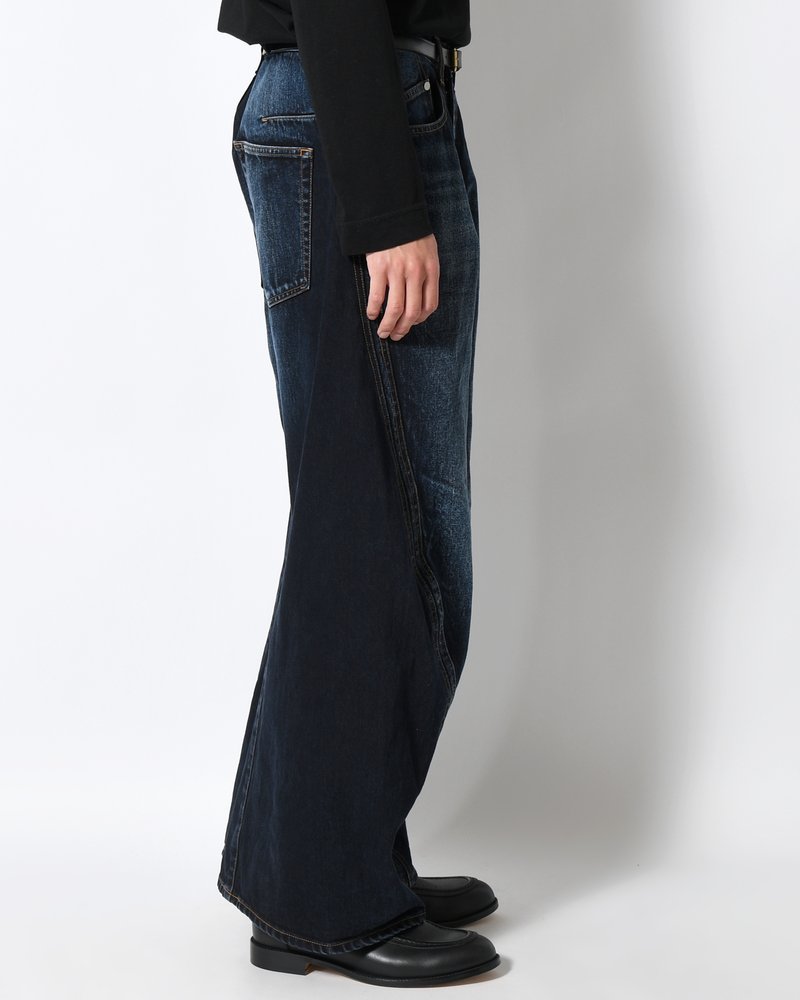 3D TWISTED WIDE LEG JEANS -DARK FADED INDIGO-