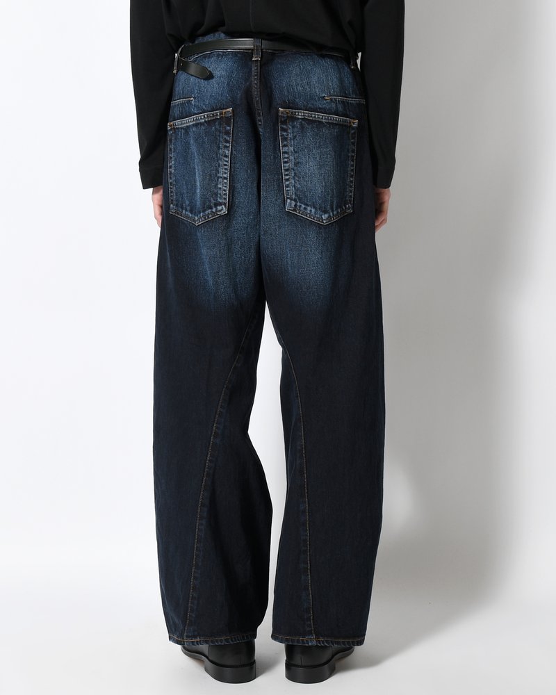 3D TWISTED WIDE LEG JEANS -DARK FADED INDIGO-