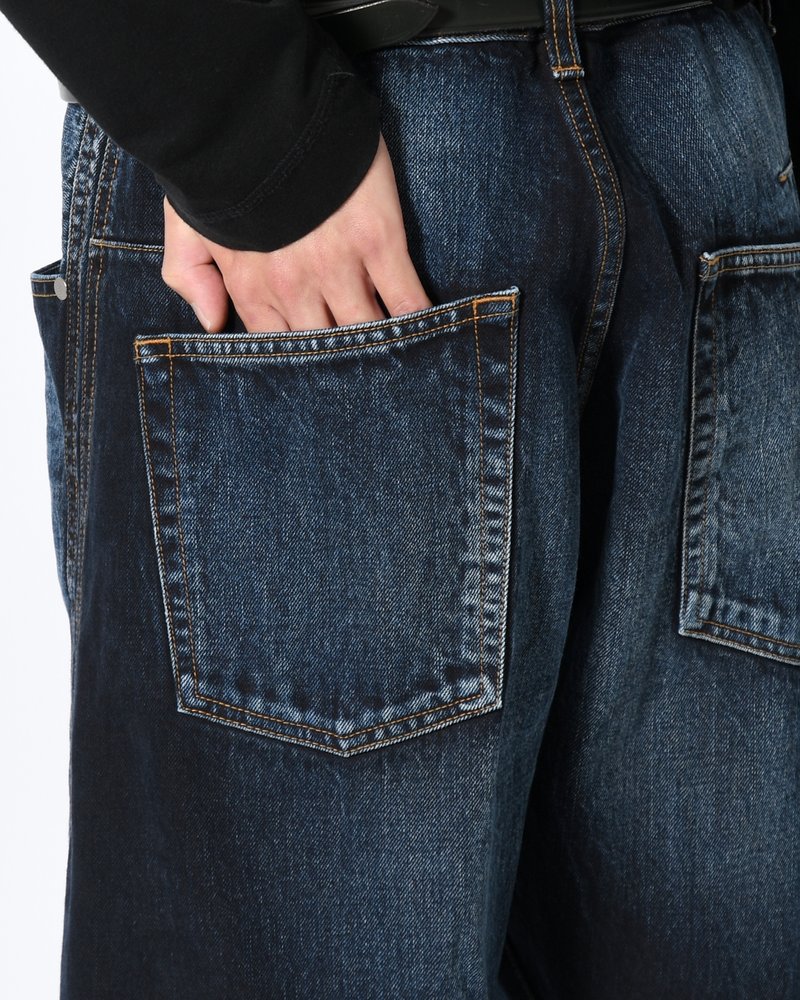 3D TWISTED WIDE LEG JEANS -DARK FADED INDIGO-