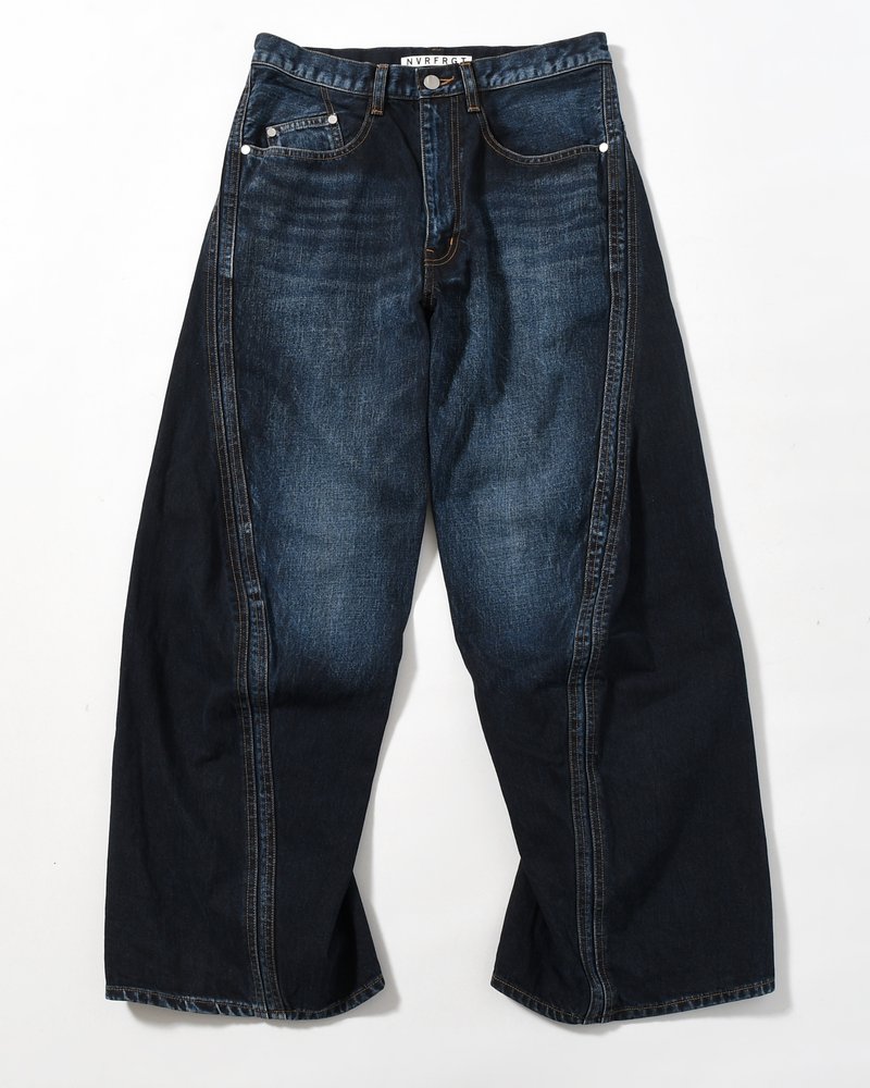 3D TWISTED WIDE LEG JEANS -DARK FADED INDIGO-