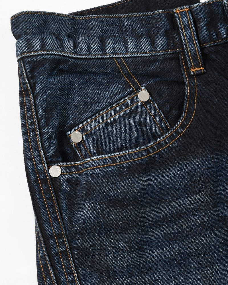 3D TWISTED WIDE LEG JEANS -DARK FADED INDIGO-