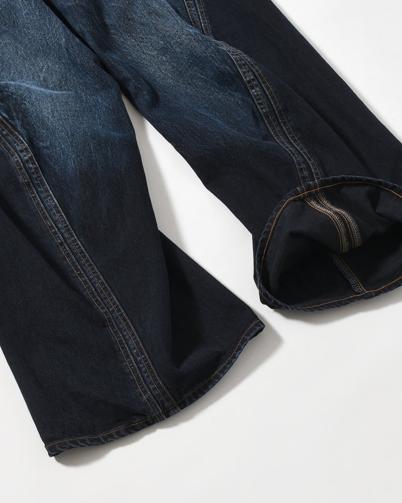 3D TWISTED WIDE LEG JEANS -DARK FADED INDIGO-