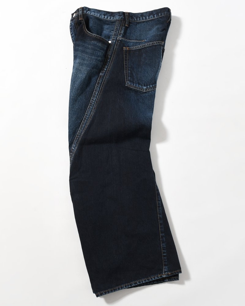 3D TWISTED WIDE LEG JEANS -DARK FADED INDIGO-