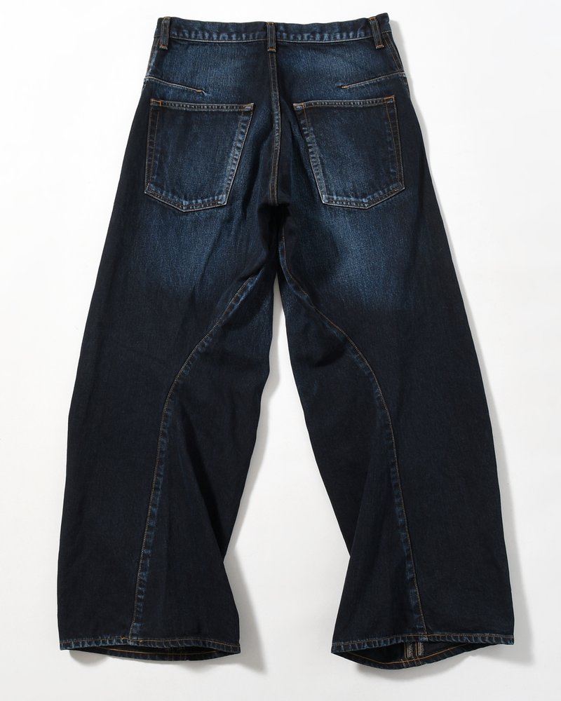 3D TWISTED WIDE LEG JEANS -DARK FADED INDIGO-