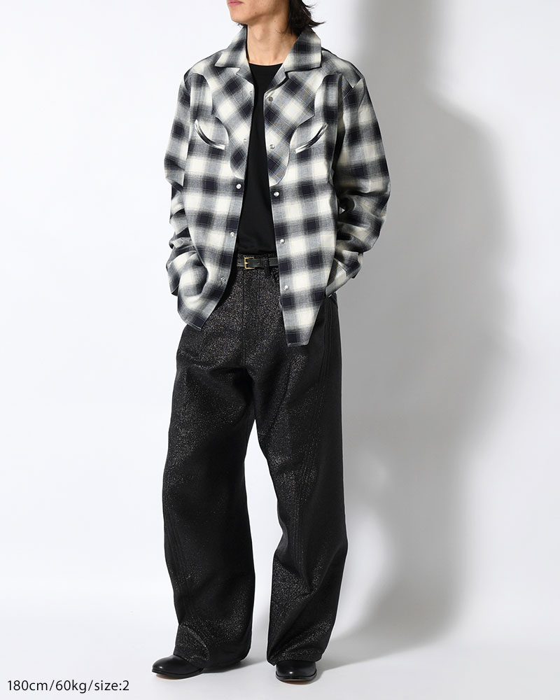 GLITTER TWILL 3D TWISTED WIDE -BLACK-