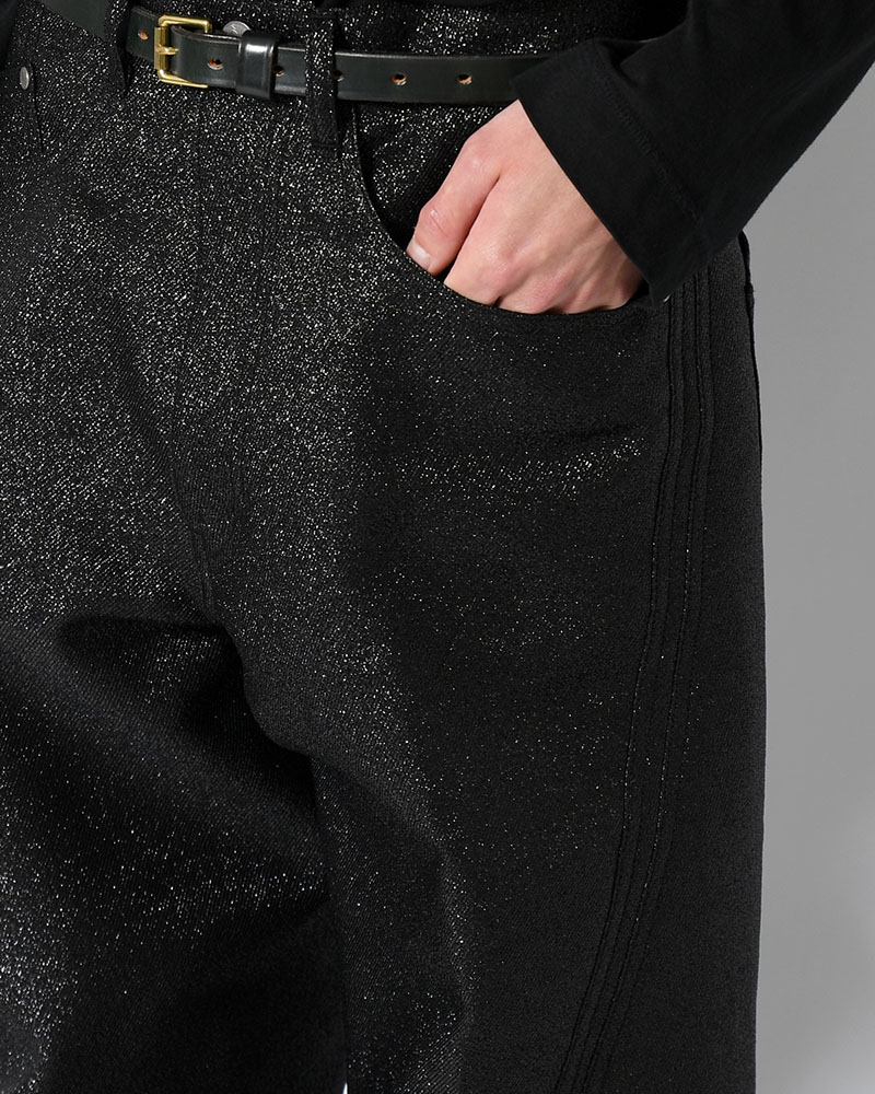 GLITTER TWILL 3D TWISTED WIDE -BLACK-