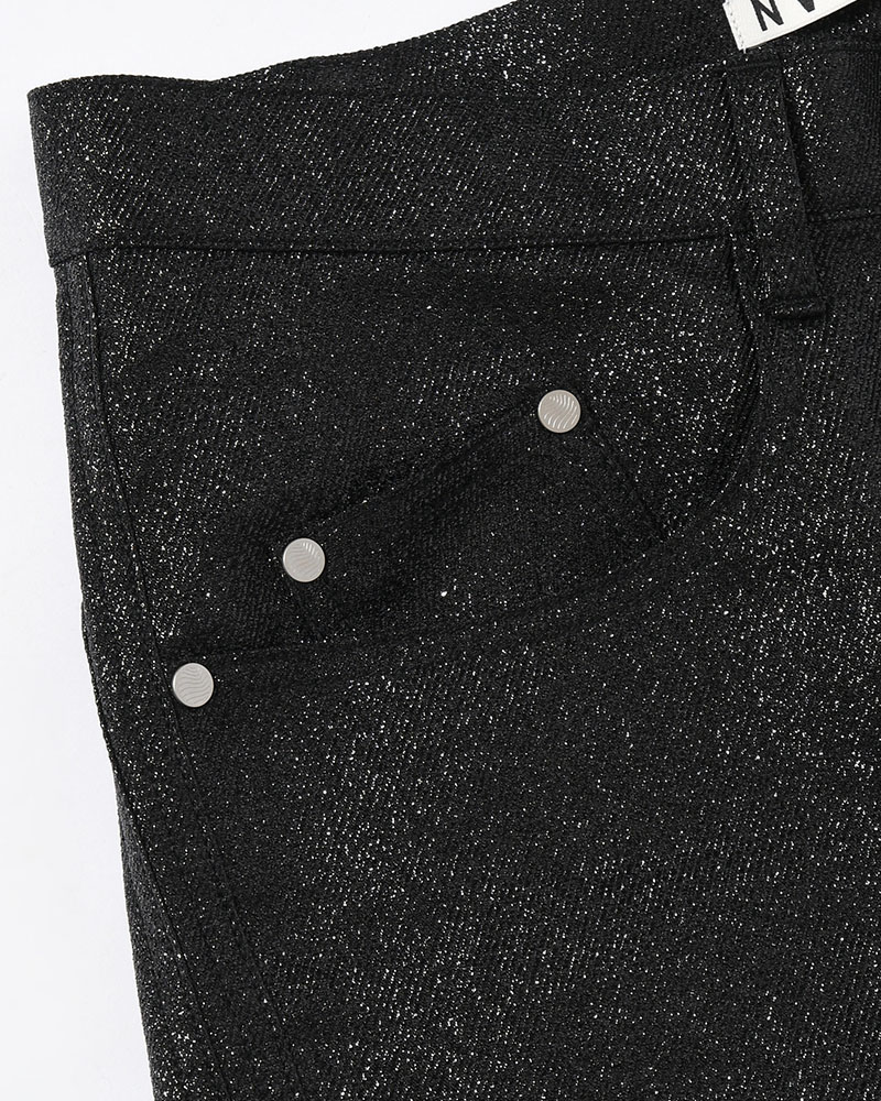 GLITTER TWILL 3D TWISTED WIDE -BLACK-