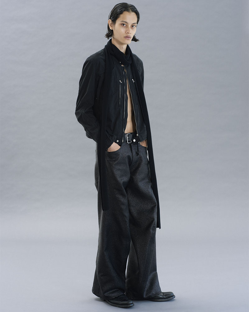 GLITTER TWILL 3D TWISTED WIDE -BLACK-