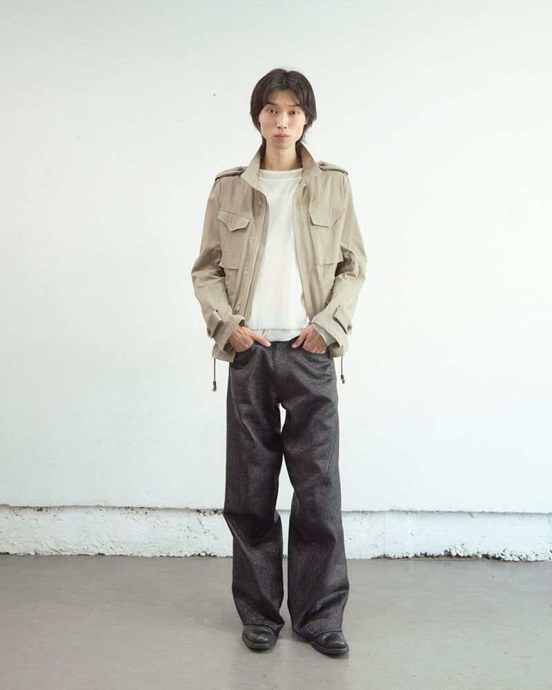 GLITTER TWILL 3D TWISTED WIDE -BLACK-