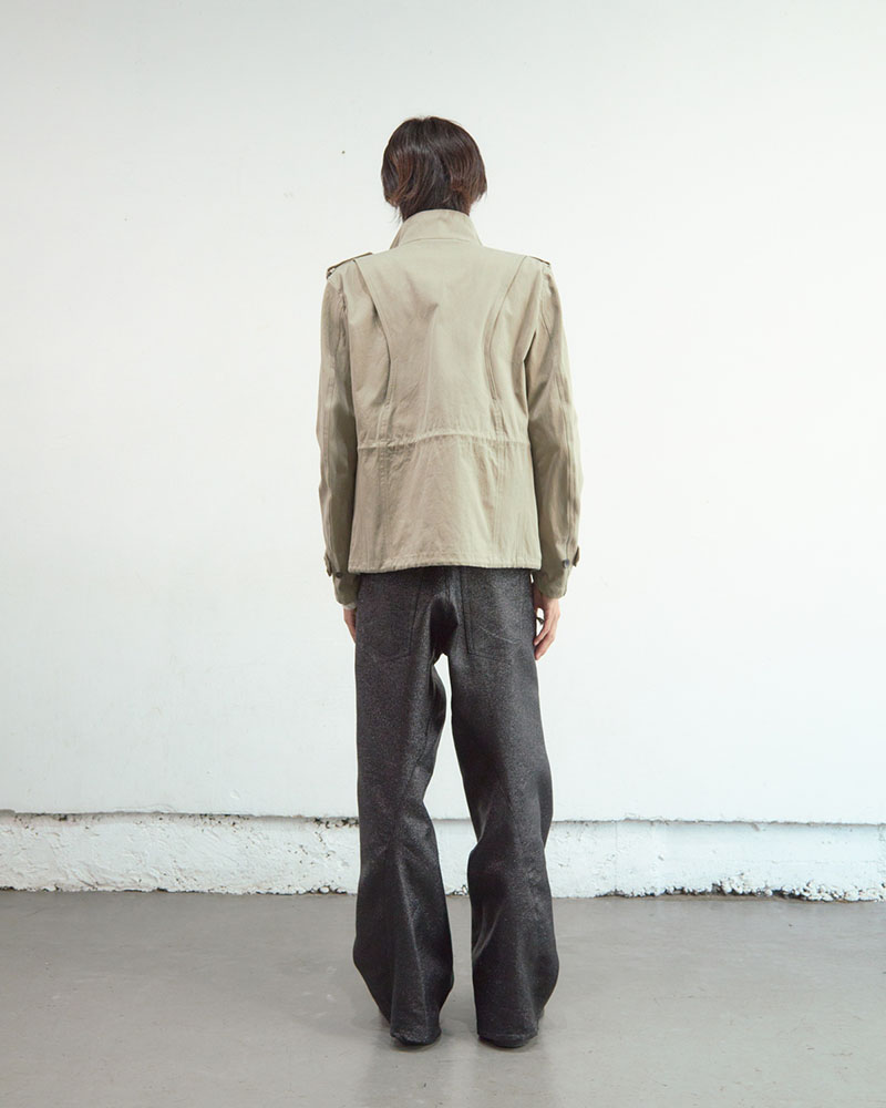 GLITTER TWILL 3D TWISTED WIDE -BLACK-