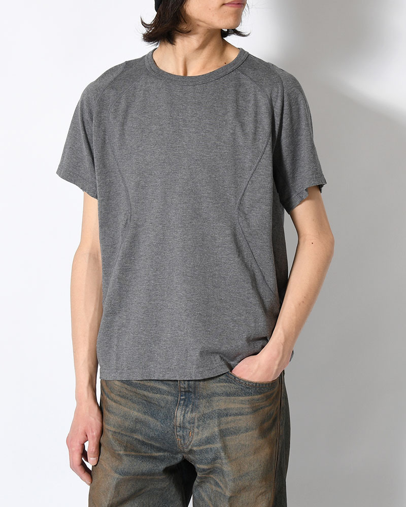 PANELLED HALF SLEEVE T-SHIRT -CHARCOAL-