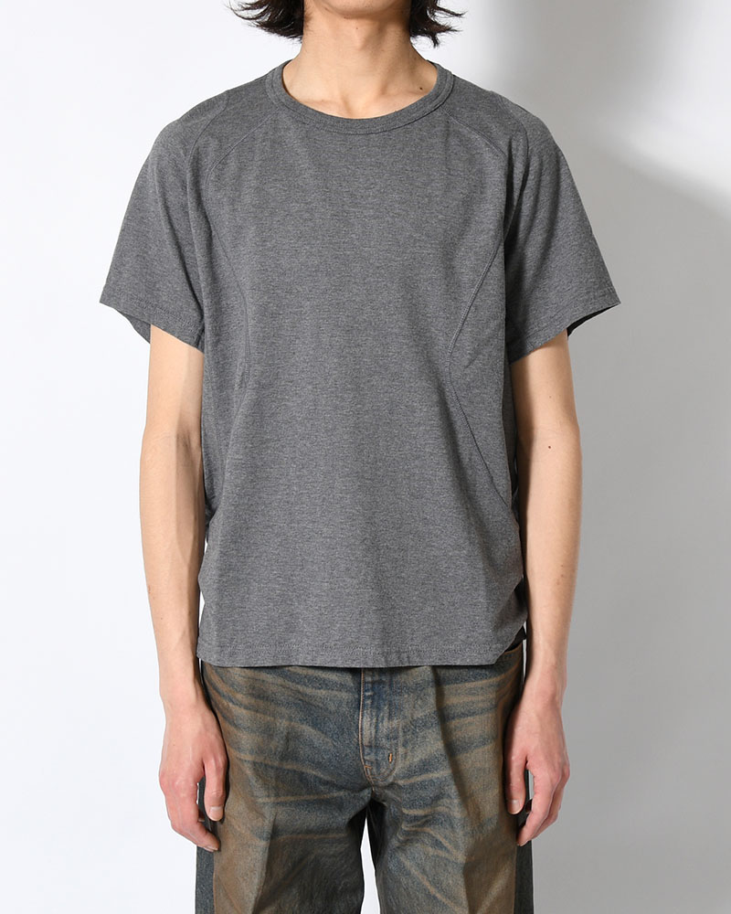PANELLED HALF SLEEVE T-SHIRT -CHARCOAL-