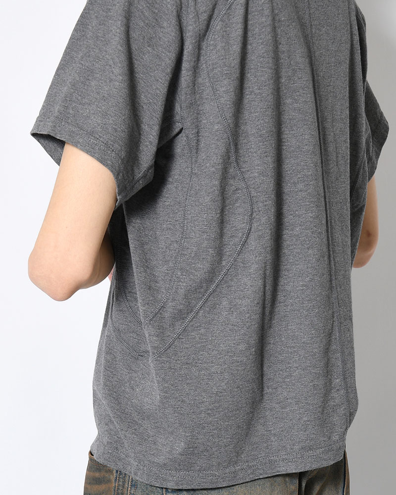 PANELLED HALF SLEEVE T-SHIRT -CHARCOAL-