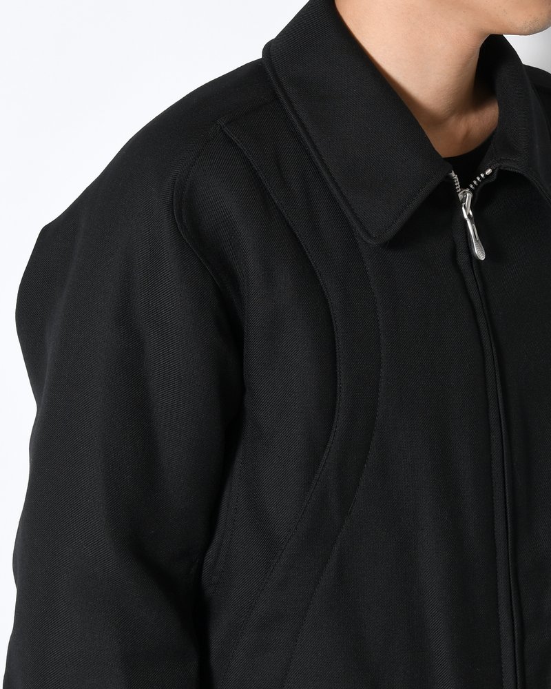 ZIP UP PADDED SHORT BOMBER -BLACK-