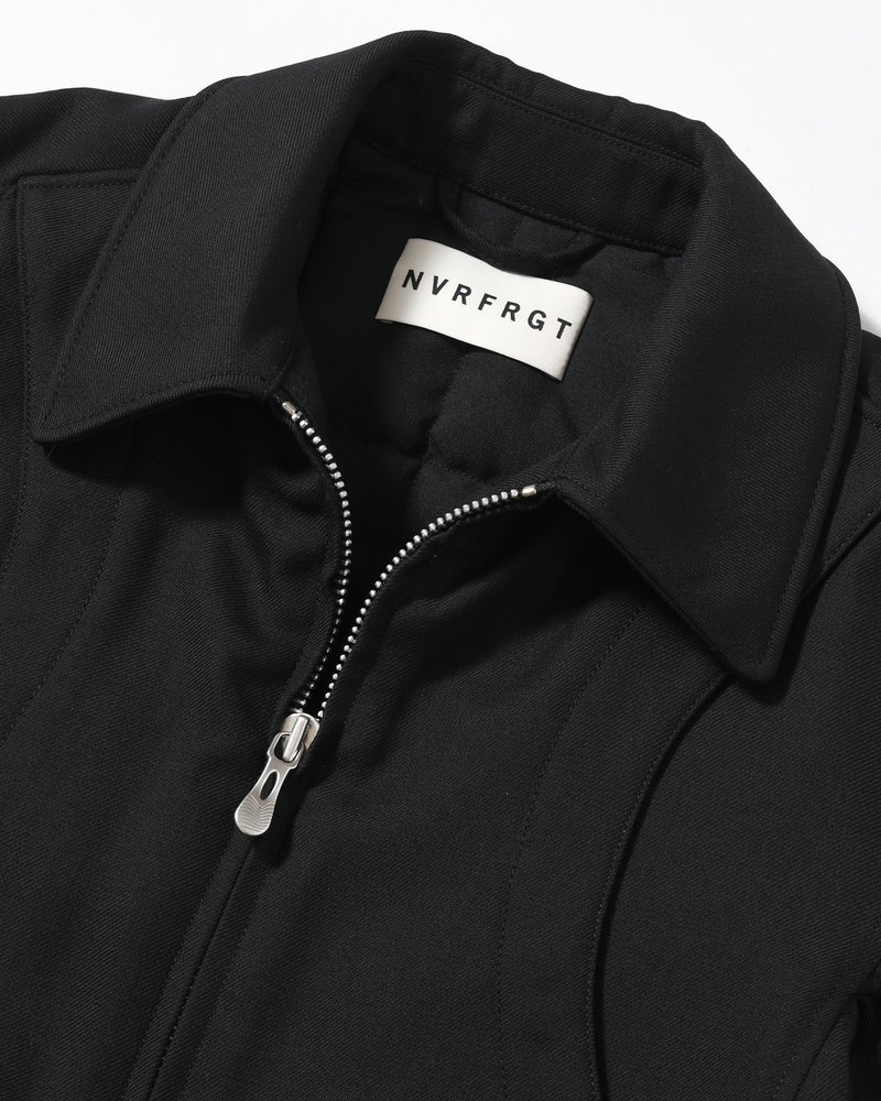 ZIP UP PADDED SHORT BOMBER -BLACK-