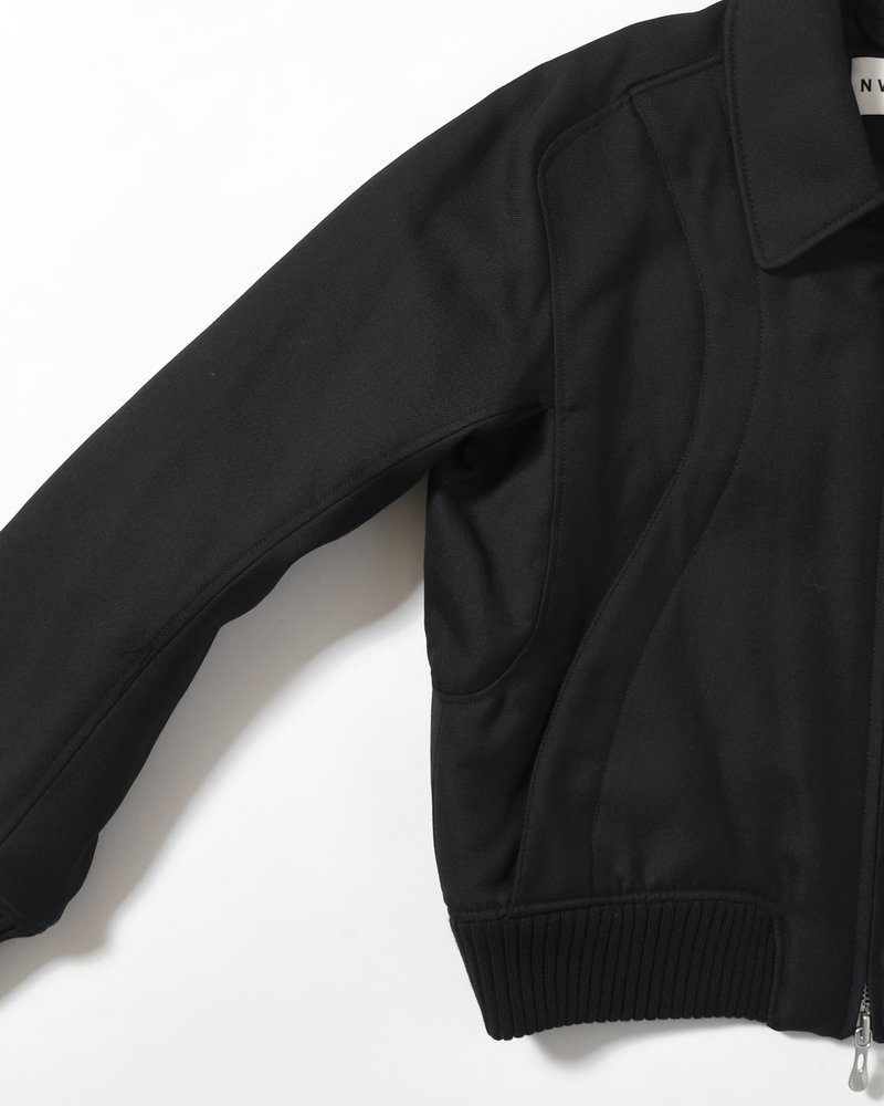 ZIP UP PADDED SHORT BOMBER -BLACK-