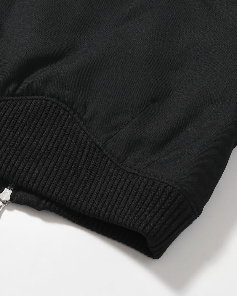 ZIP UP PADDED SHORT BOMBER -BLACK-