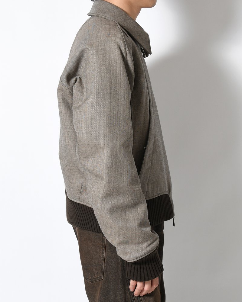 ZIP UP PADDED SHORT BOMBER -TAUPE MELANGE-
