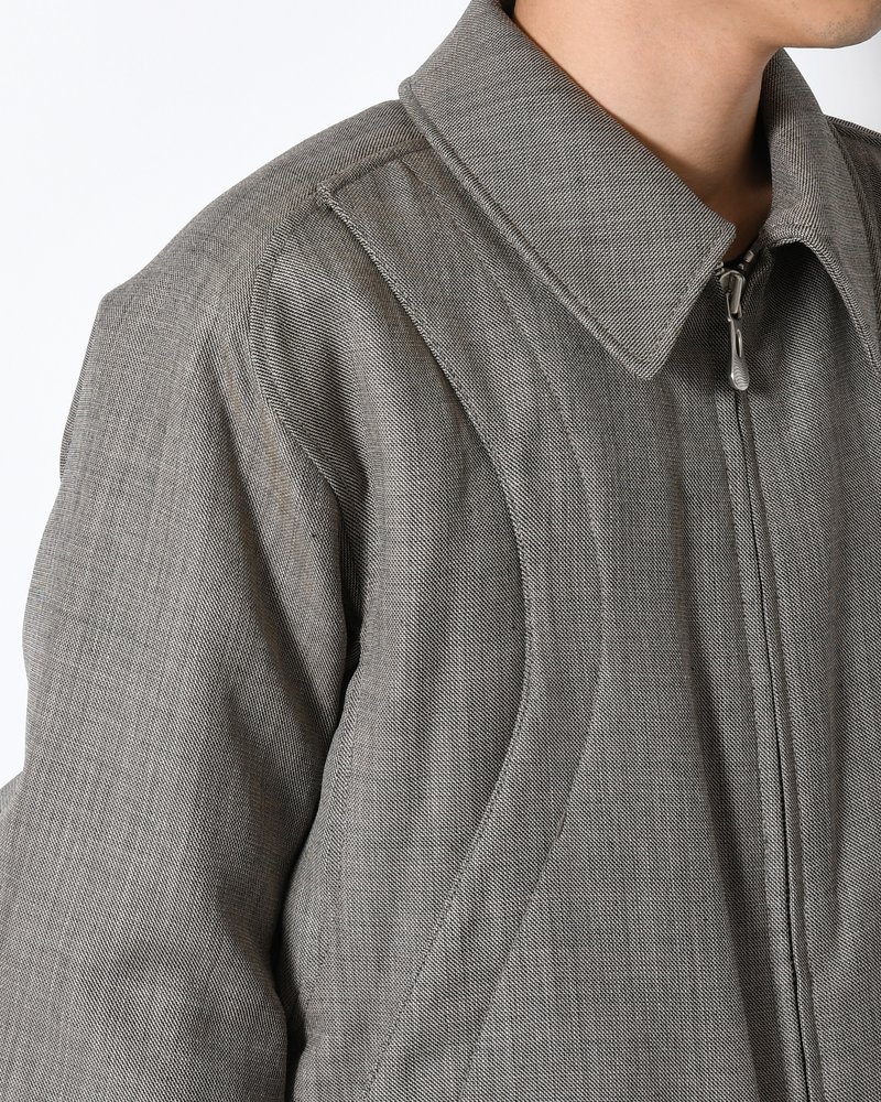ZIP UP PADDED SHORT BOMBER -TAUPE MELANGE-