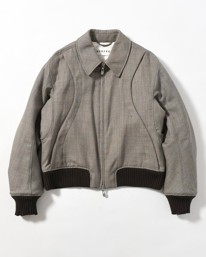 ZIP UP PADDED SHORT BOMBER -TAUPE MELANGE-