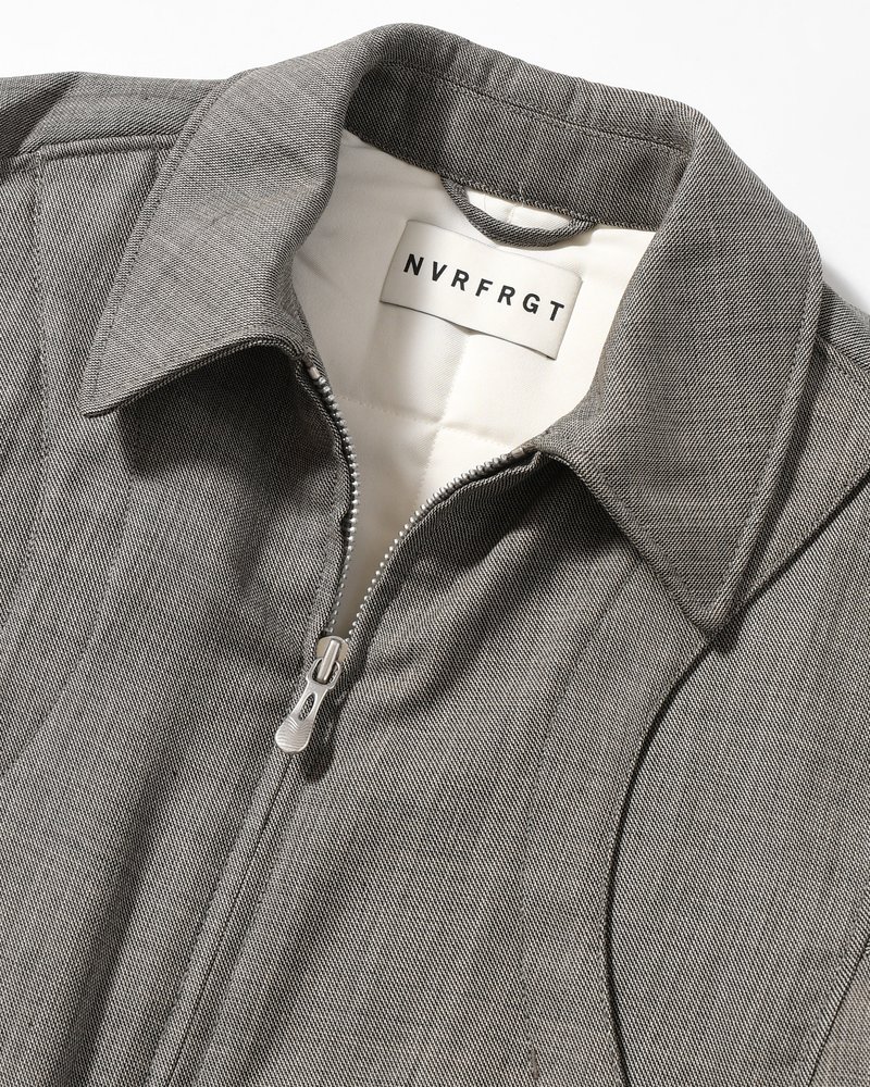 ZIP UP PADDED SHORT BOMBER -TAUPE MELANGE-