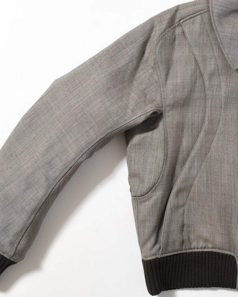 ZIP UP PADDED SHORT BOMBER -TAUPE MELANGE-