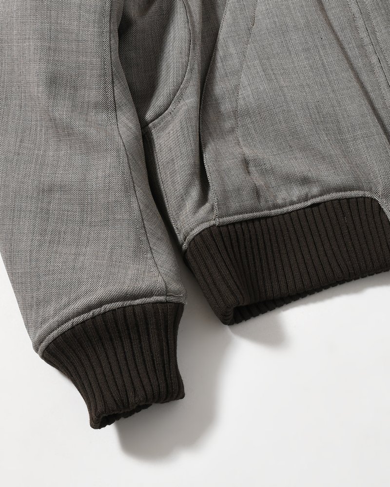 ZIP UP PADDED SHORT BOMBER -TAUPE MELANGE-