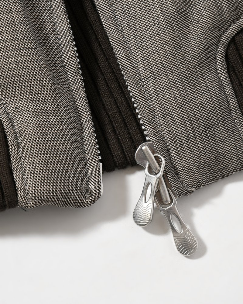 ZIP UP PADDED SHORT BOMBER -TAUPE MELANGE-