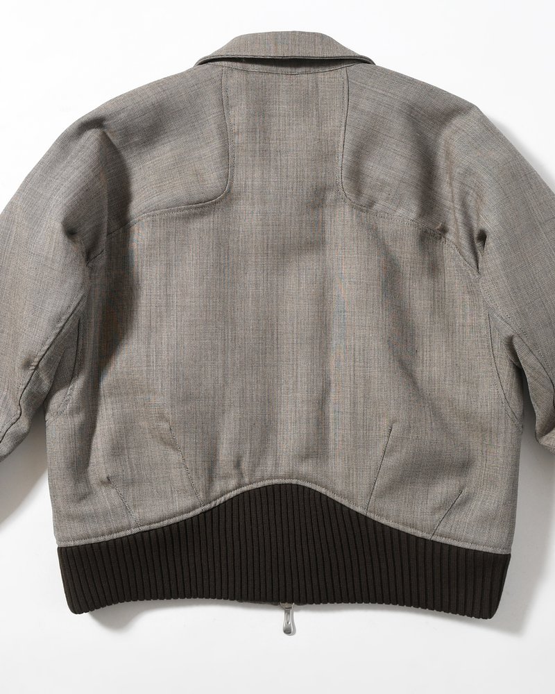 ZIP UP PADDED SHORT BOMBER -TAUPE MELANGE-