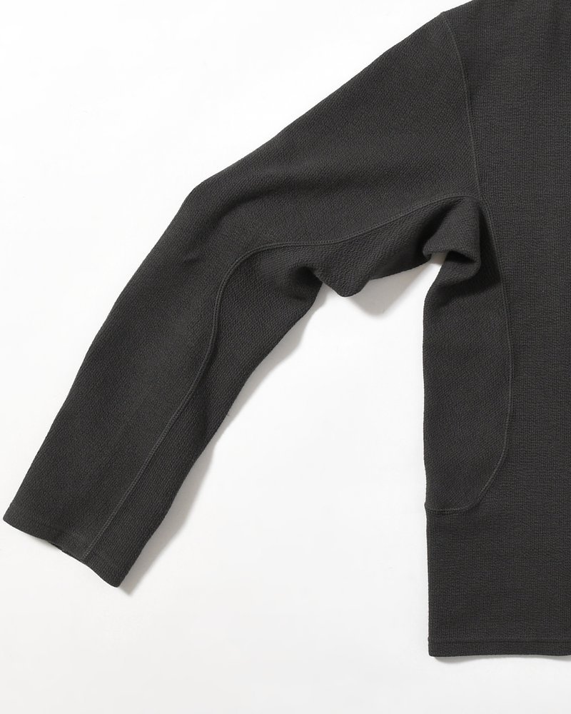 PANELLED LONG SLEEVE V-NECK T-SHIRT -CHARCOAL-