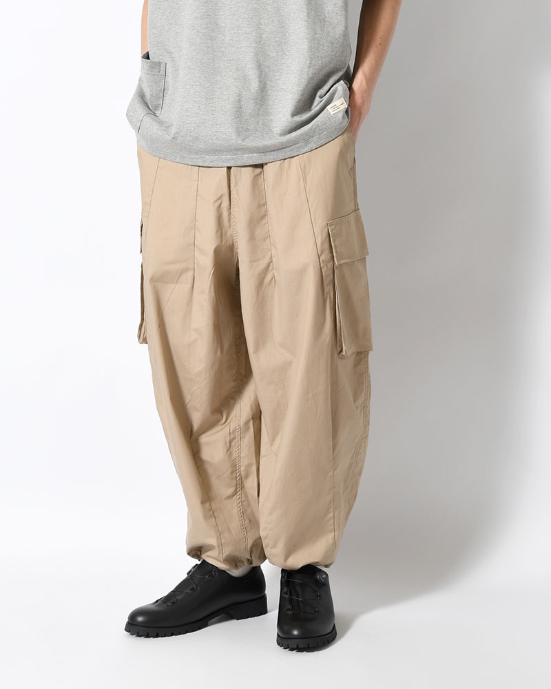 ORGANIC COTTON BROADCLOTH CARGO PANTS -BEIGE-