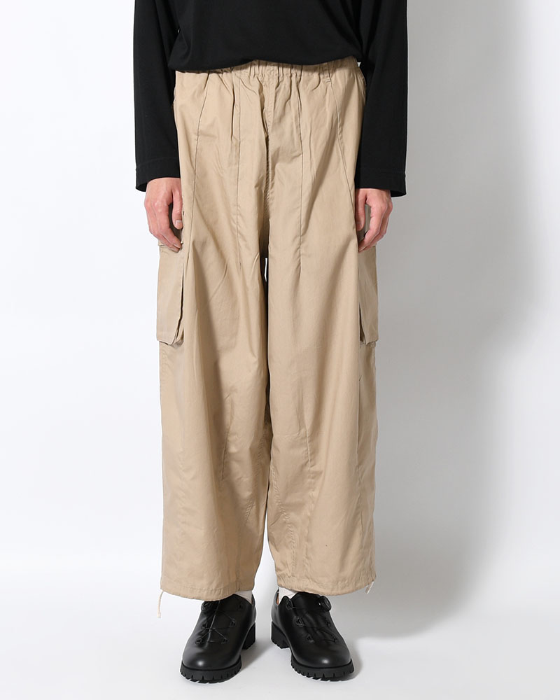 ORGANIC COTTON BROADCLOTH CARGO PANTS -BEIGE-